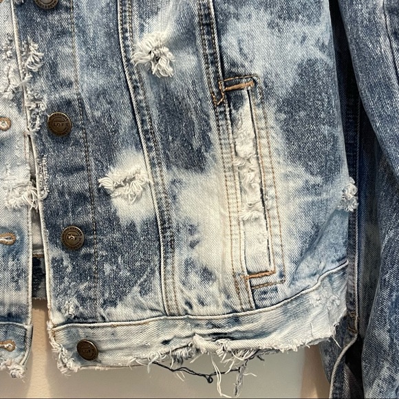 LOFT Custom Upcycled Bleached/Distressed Denim Jacket - Picture 11 of 15